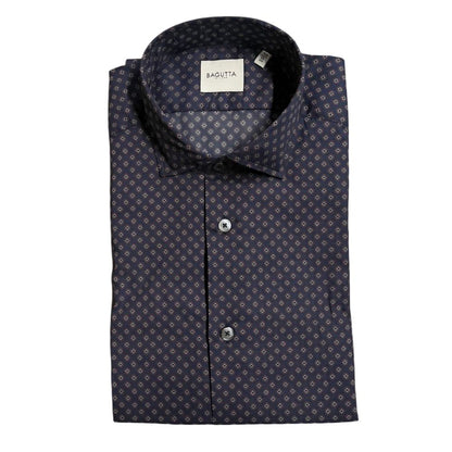 Chemise homme Bagutta en coton bleu, coupe ajustée
