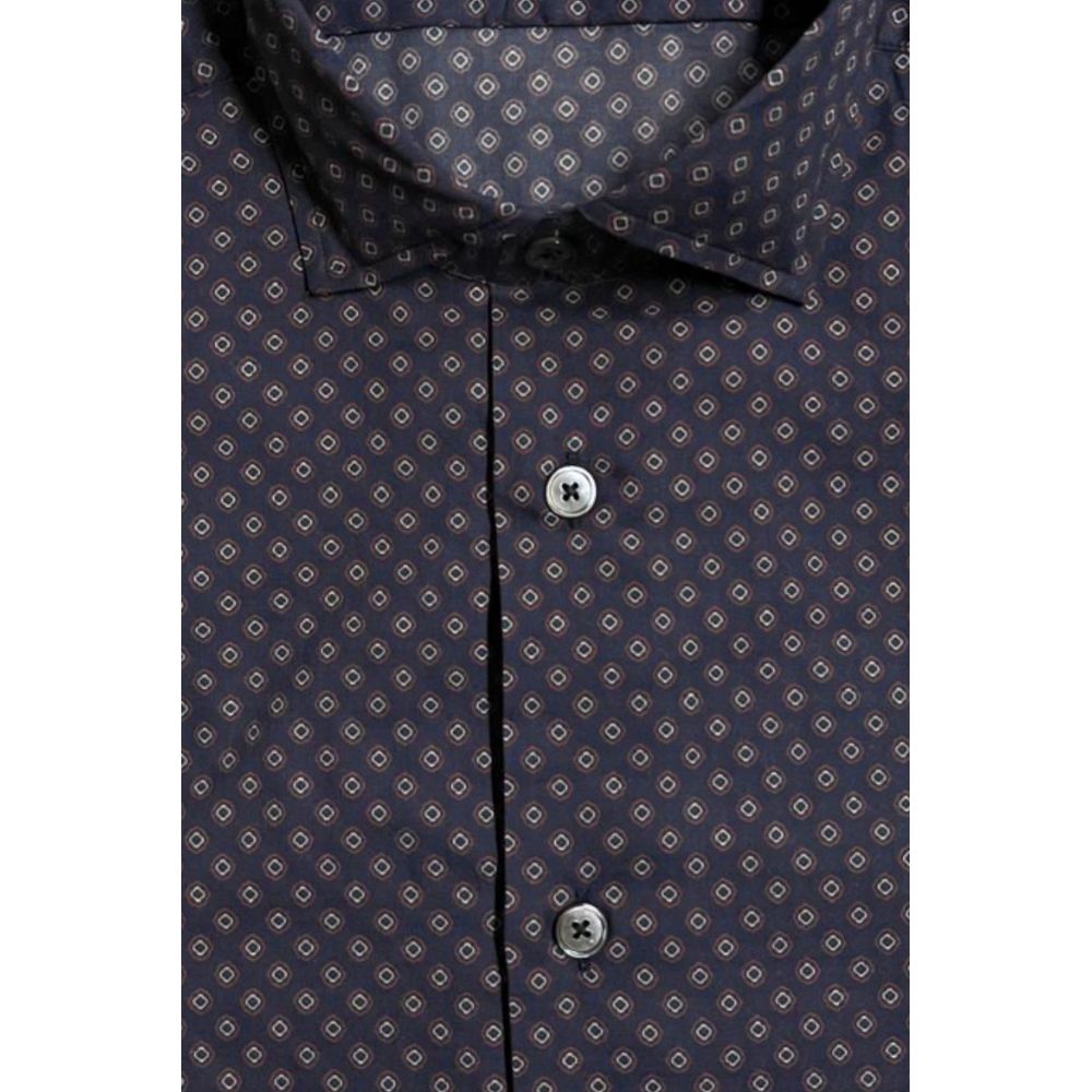Chemise homme Bagutta en coton bleu, coupe ajustée