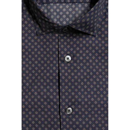 Chemise homme Bagutta en coton bleu, coupe ajustée