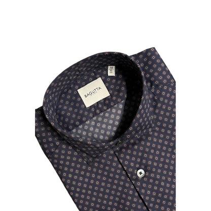 Chemise homme Bagutta en coton bleu, coupe ajustée