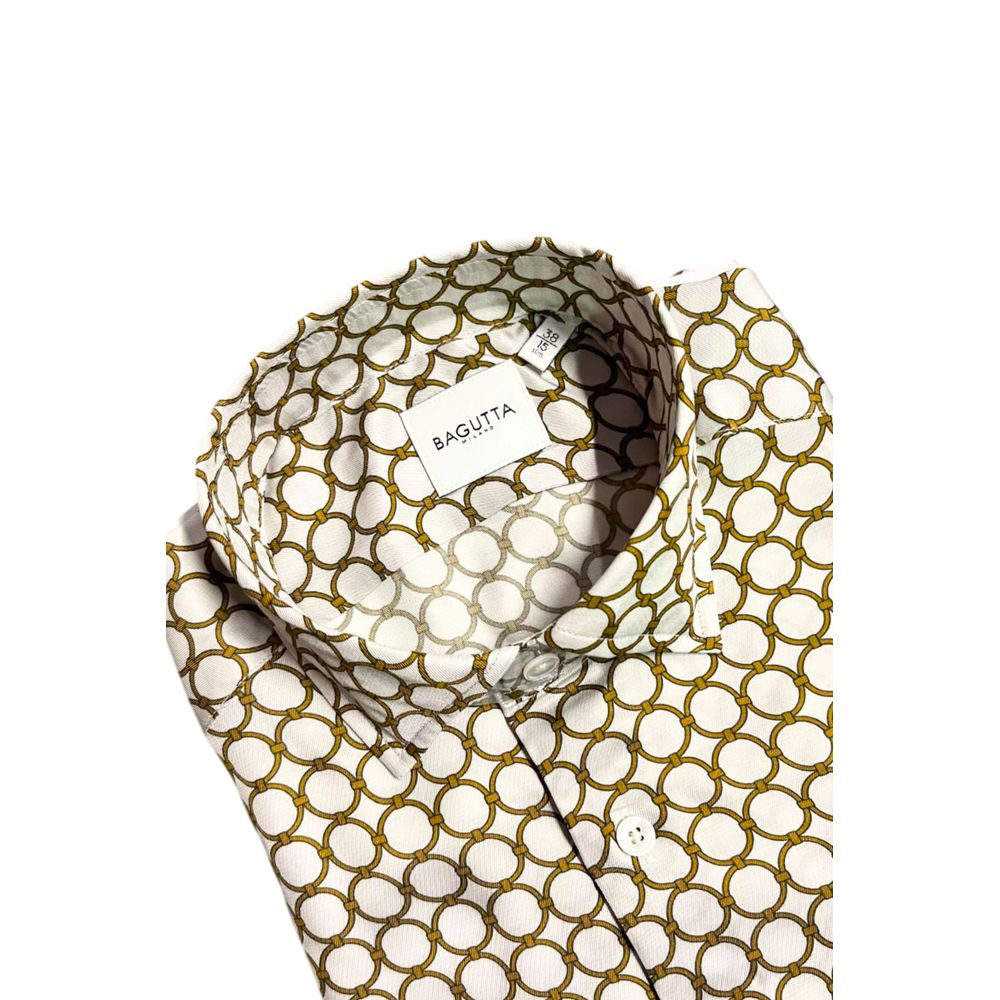 Camicia da uomo in viscosa bianca Bagutta