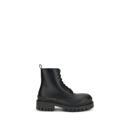 Bottes à lacets Balenciaga en cuir de veau noir Bos Taurus