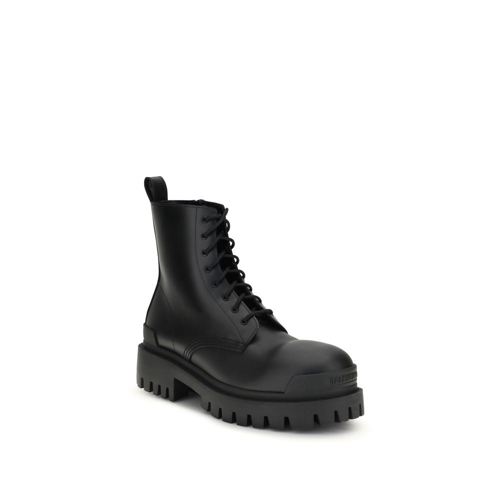 Bottes à lacets Balenciaga en cuir de veau noir Bos Taurus