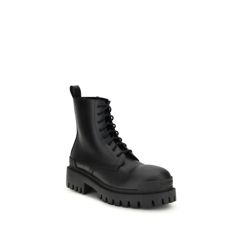 Stivali stringati Balenciaga neri in pelle di vitello Bos Taurus
