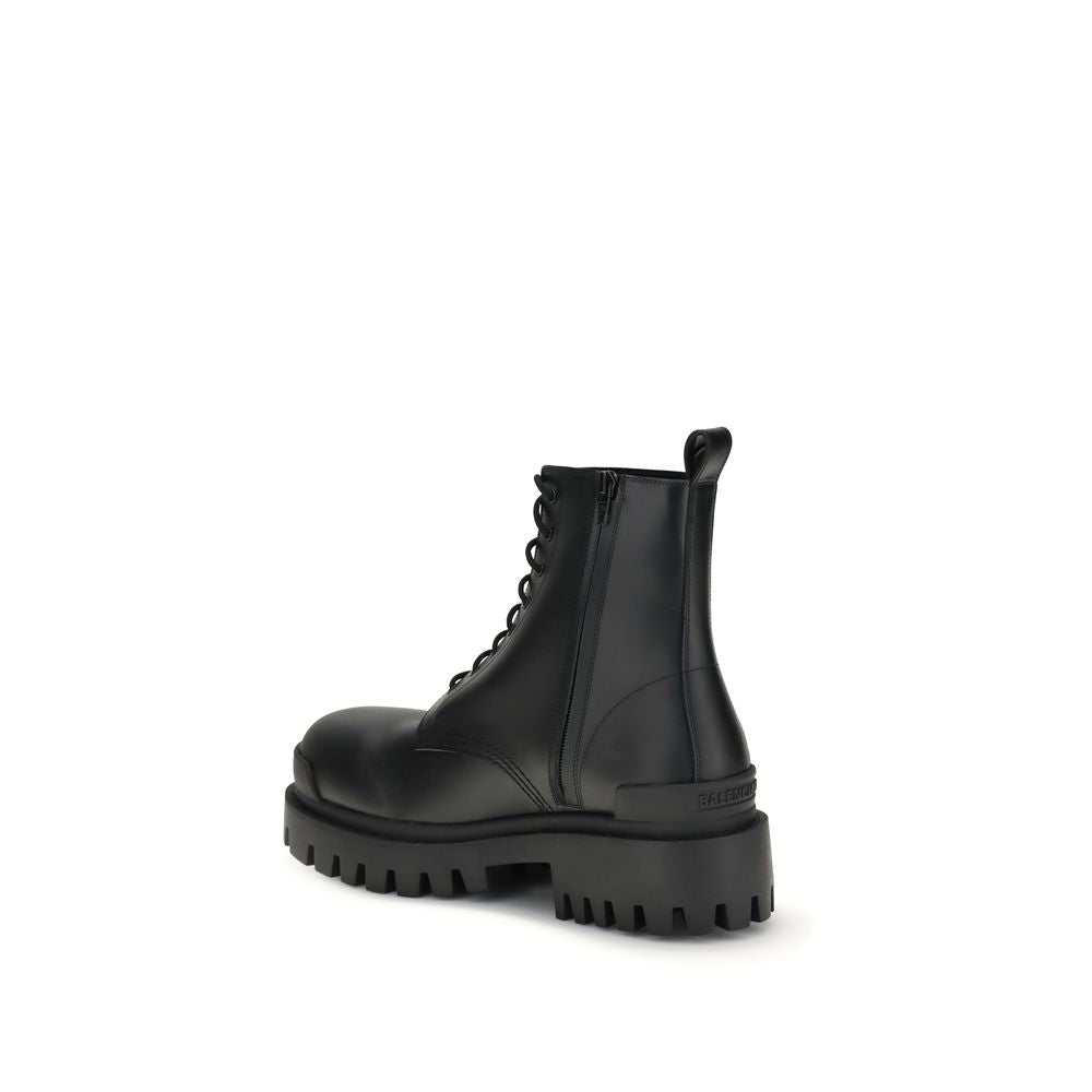 Bottes à lacets Balenciaga en cuir de veau noir Bos Taurus
