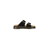 Sandali piatti in pelle nera Dr. Martens