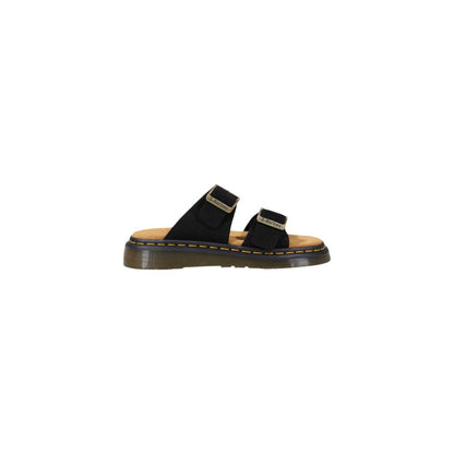 Sandali piatti in pelle nera Dr. Martens
