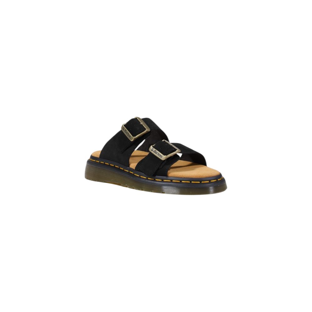 Sandali piatti in pelle nera Dr. Martens