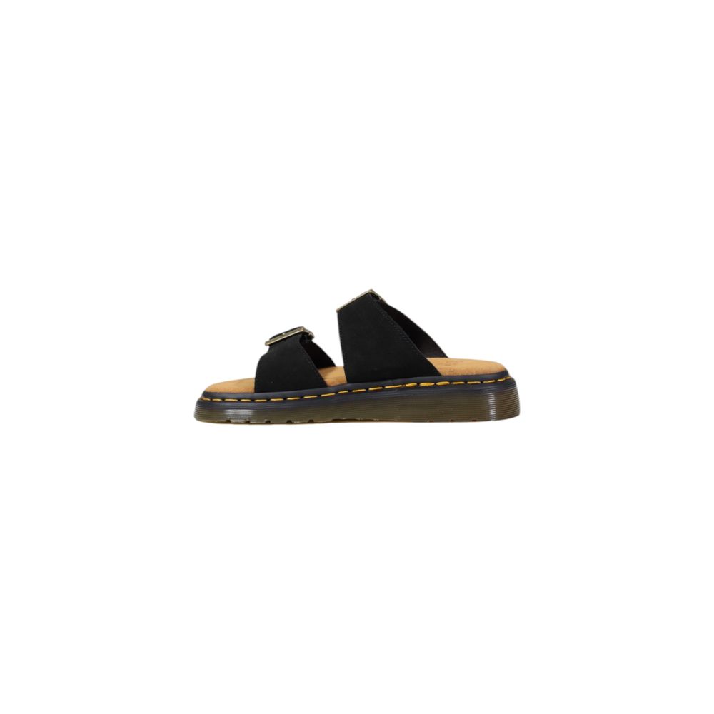 Sandali piatti in pelle nera Dr. Martens