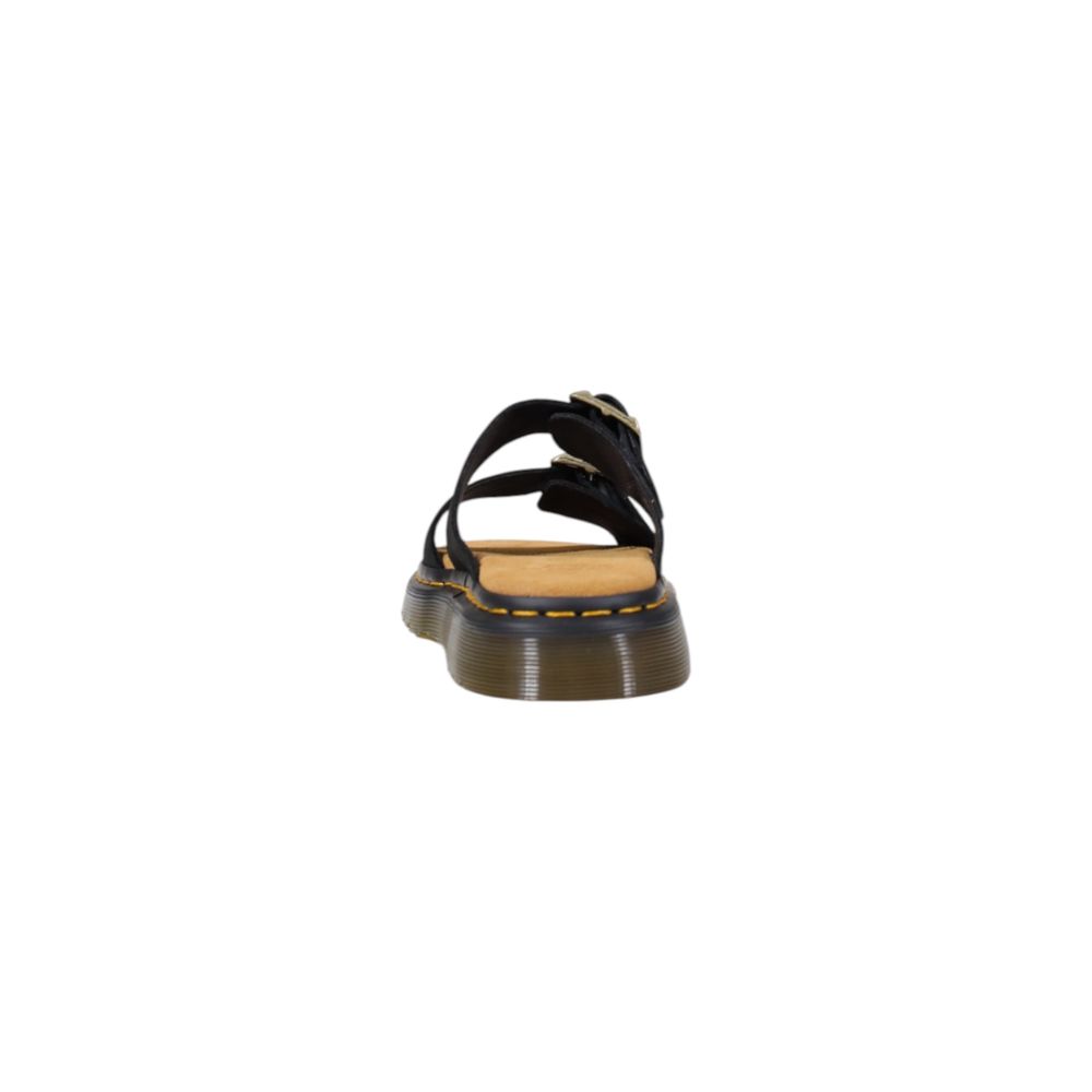 Sandali piatti in pelle nera Dr. Martens