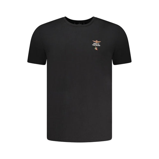 T-shirt da uomo in cotone nero Aeronautica Militare