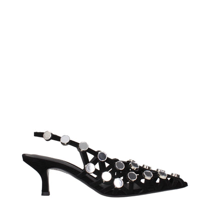 Sandales à talons aiguilles en cuir noir Attico