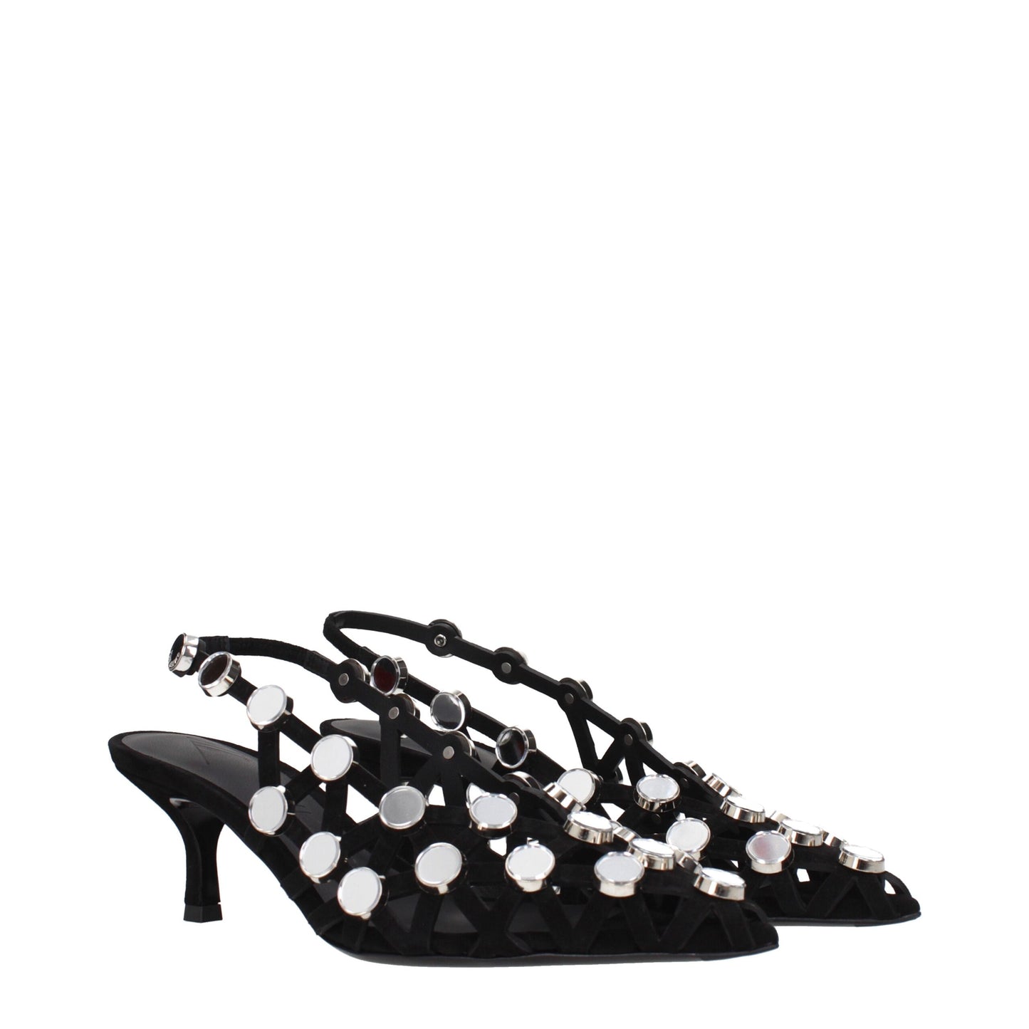 Sandales à talons aiguilles en cuir noir Attico