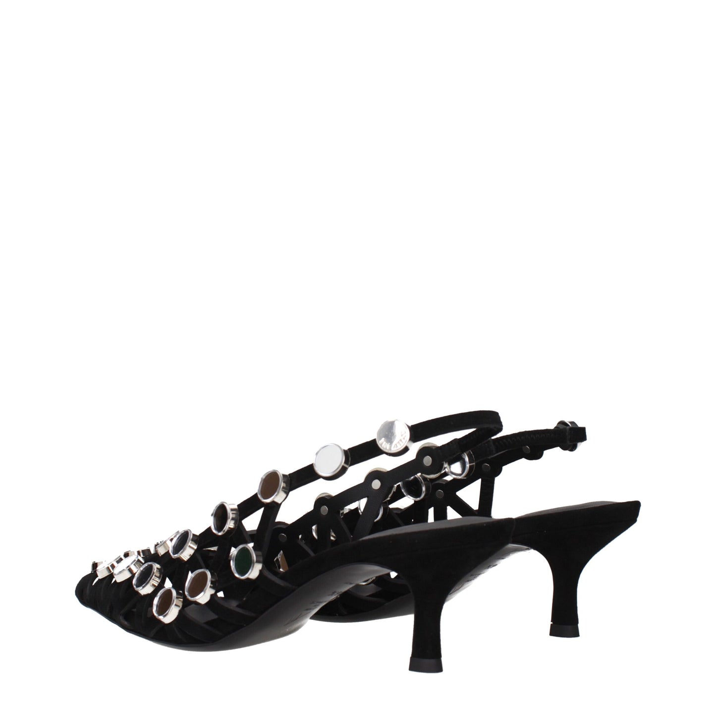 Sandales à talons aiguilles en cuir noir Attico