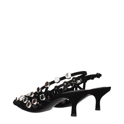 Sandales à talons aiguilles en cuir noir Attico