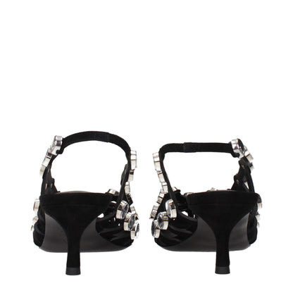 Sandales à talons aiguilles en cuir noir Attico