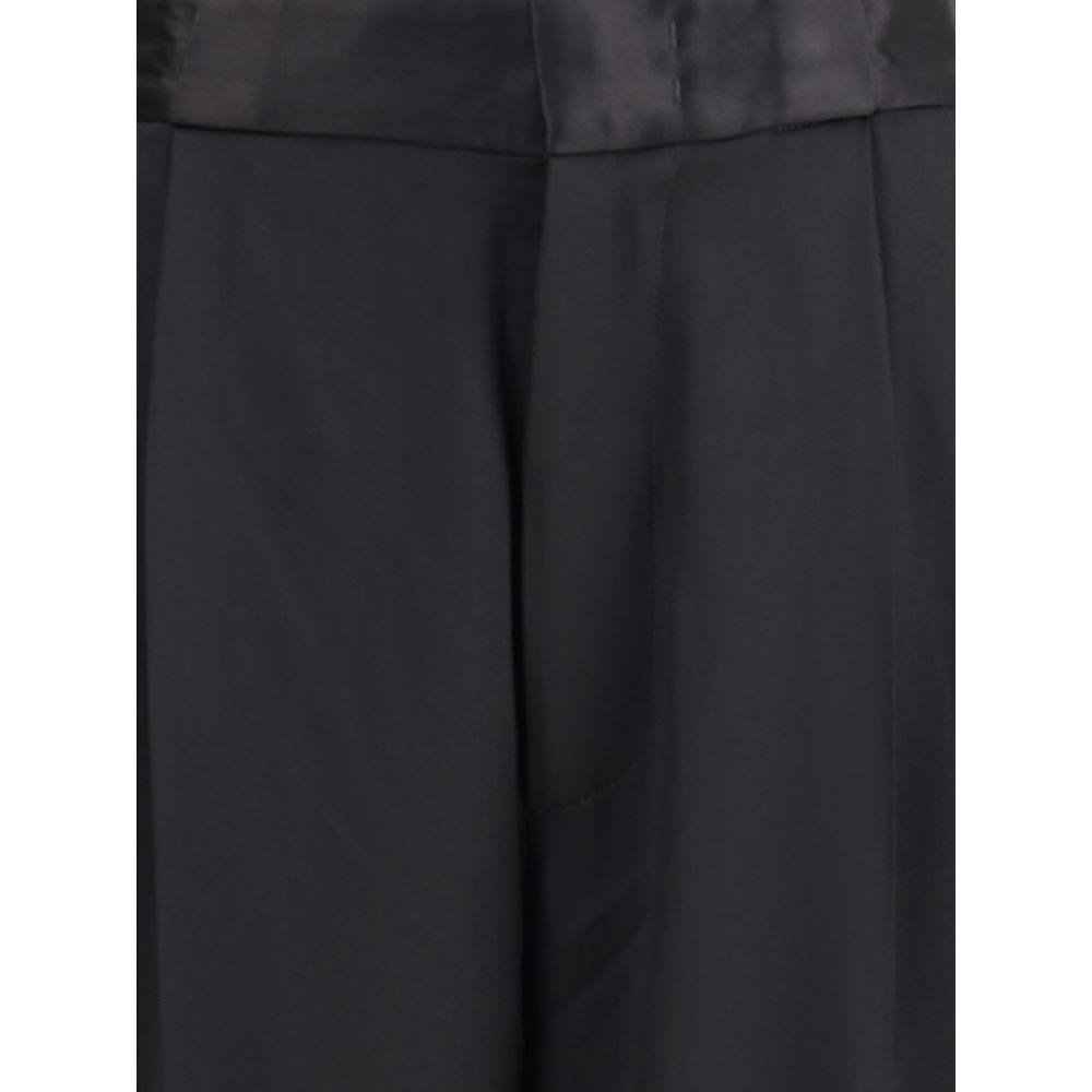 SA SU PHI Pantaloni casual in seta nera