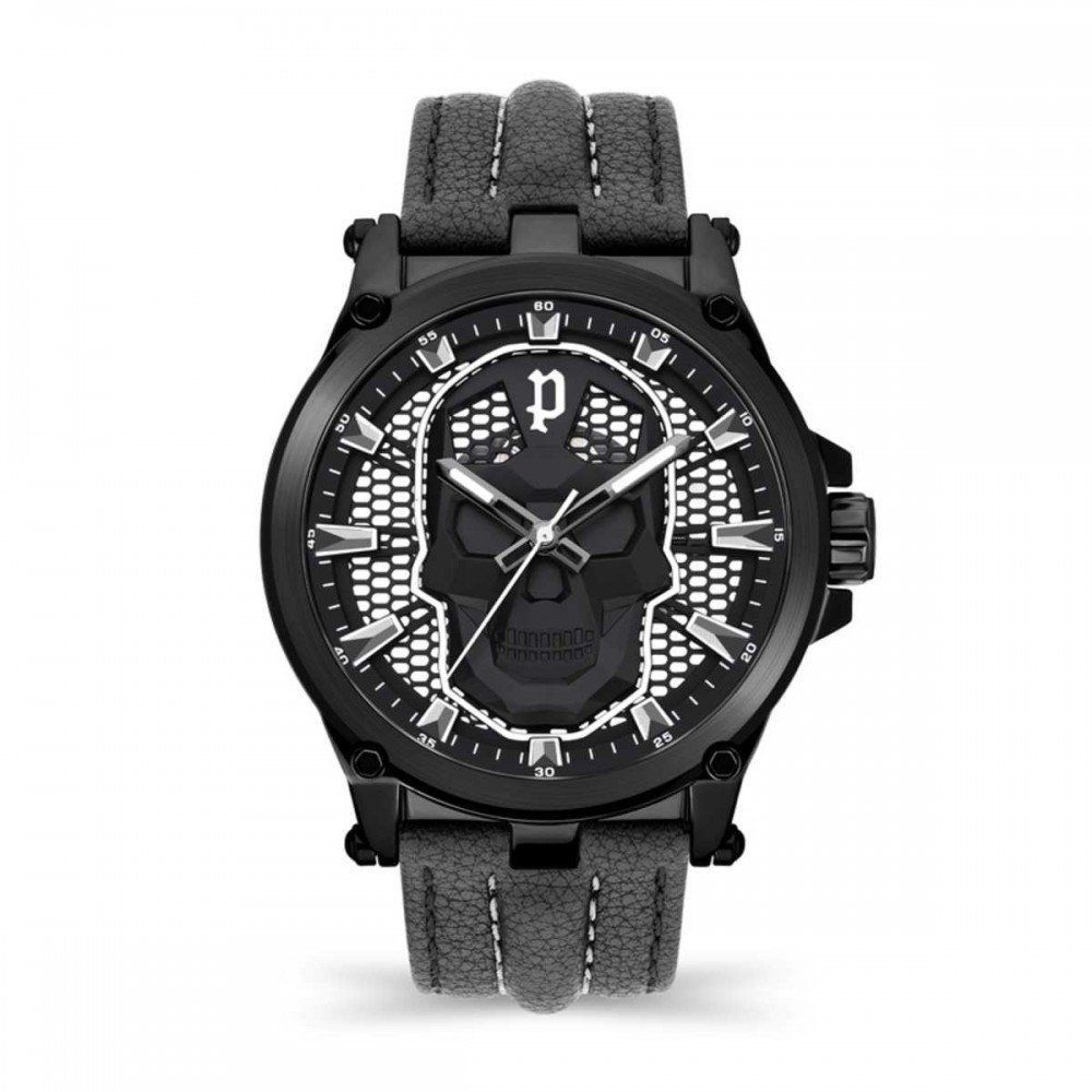 Montre habillée en cuir noir de la police