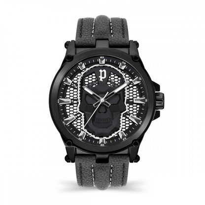 Montre habillée en cuir noir de la police