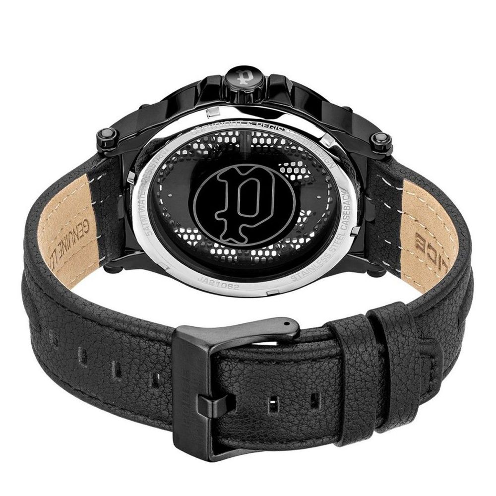 Montre habillée en cuir noir de la police