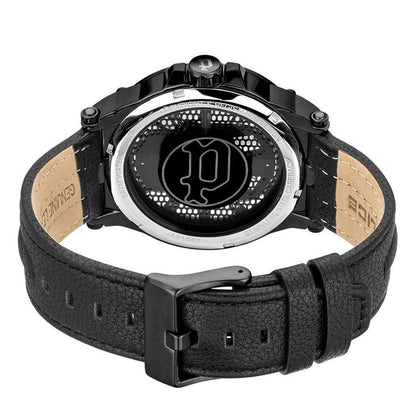 Montre habillée en cuir noir de la police