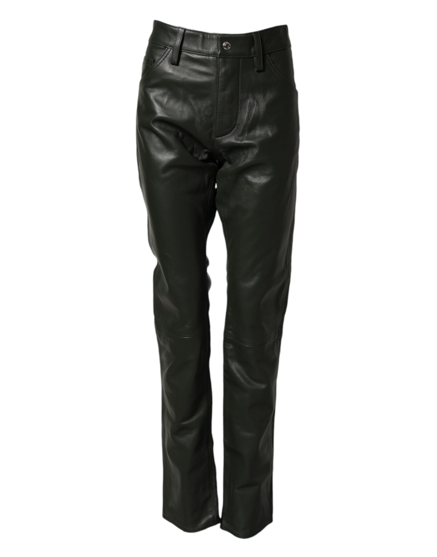 Pantaloni a vita media in pelle pieno fiore nera Dsquared²