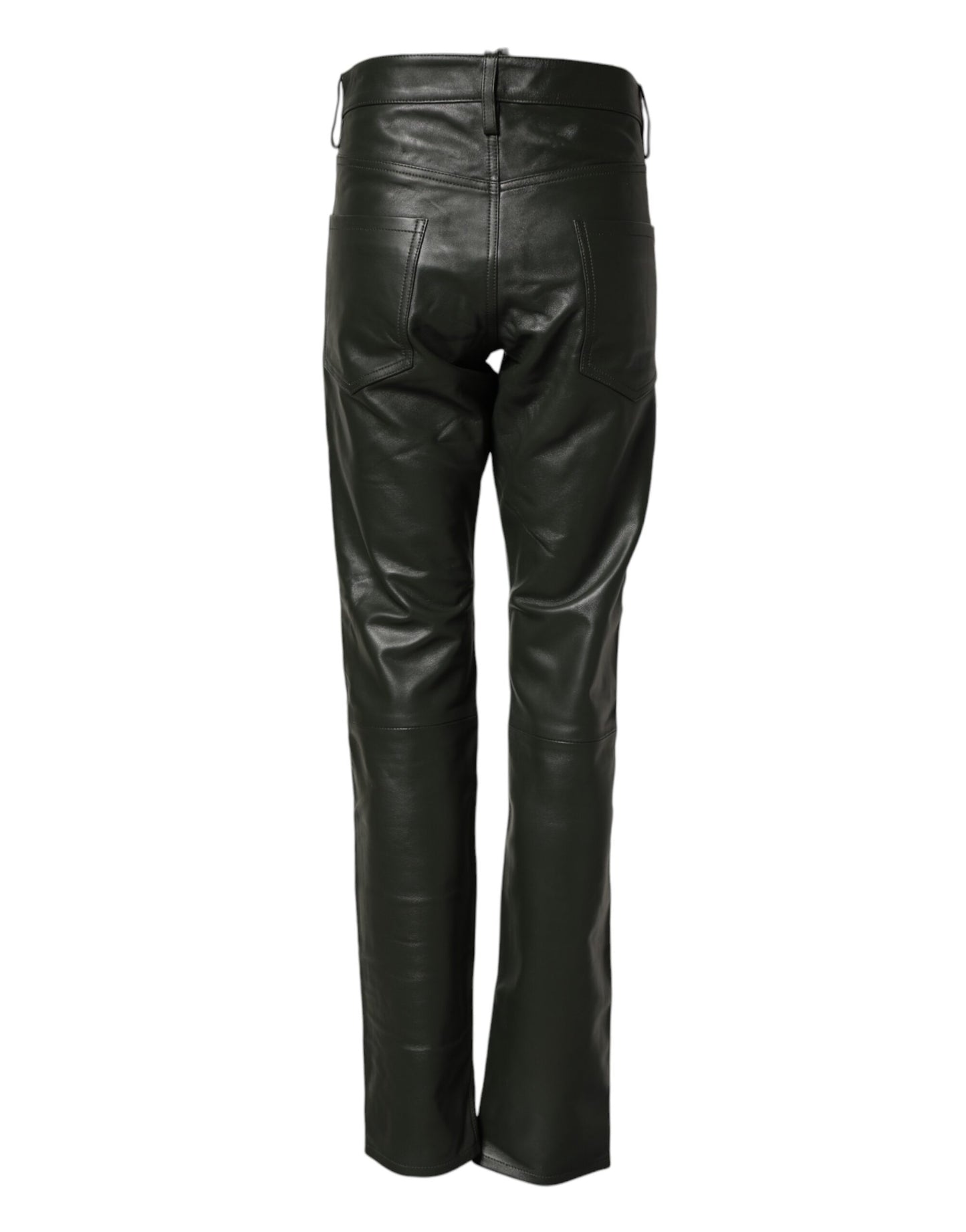 Pantaloni a vita media in pelle pieno fiore nera Dsquared²