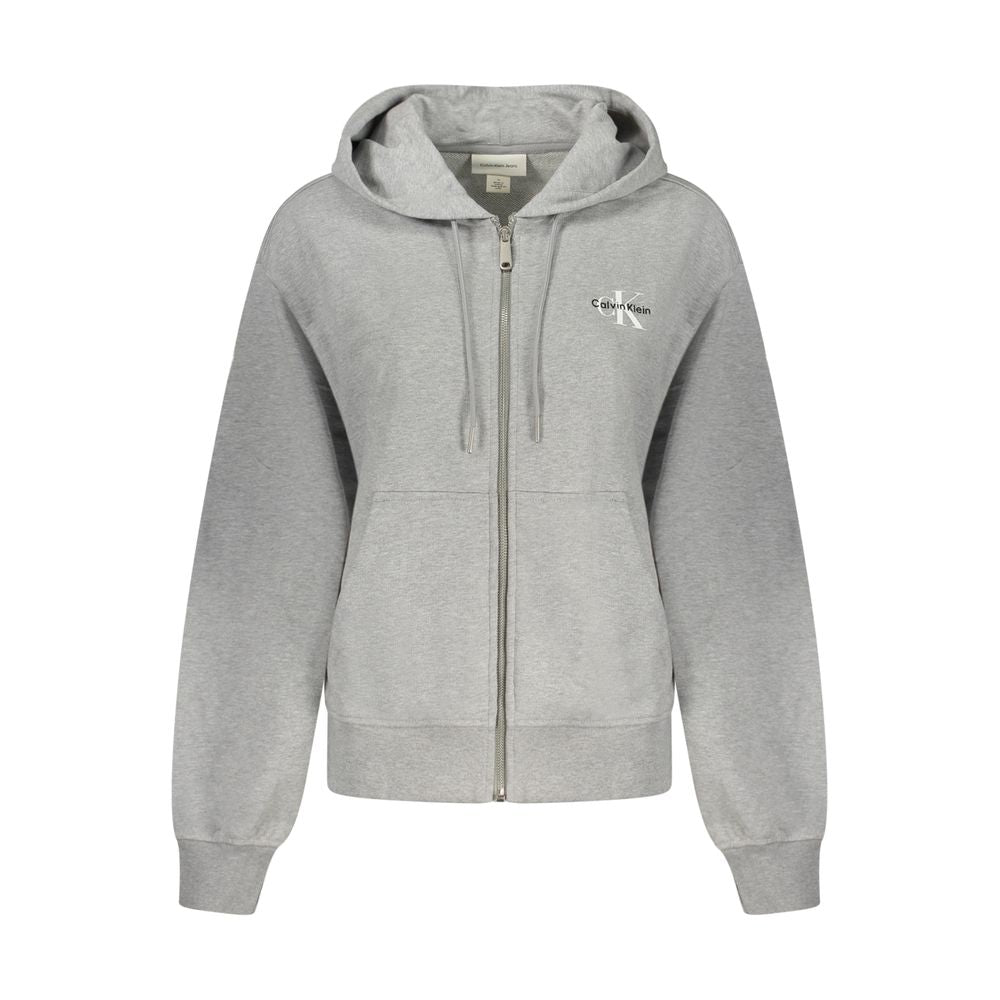 Felpa con cappuccio da donna in cotone grigio Calvin Klein