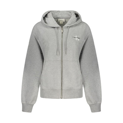 Felpa con cappuccio da donna in cotone grigio Calvin Klein