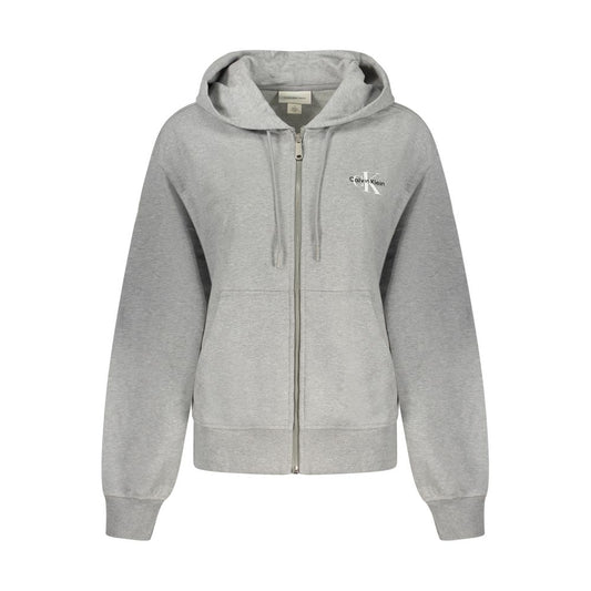 Felpa con cappuccio da donna in cotone grigio Calvin Klein