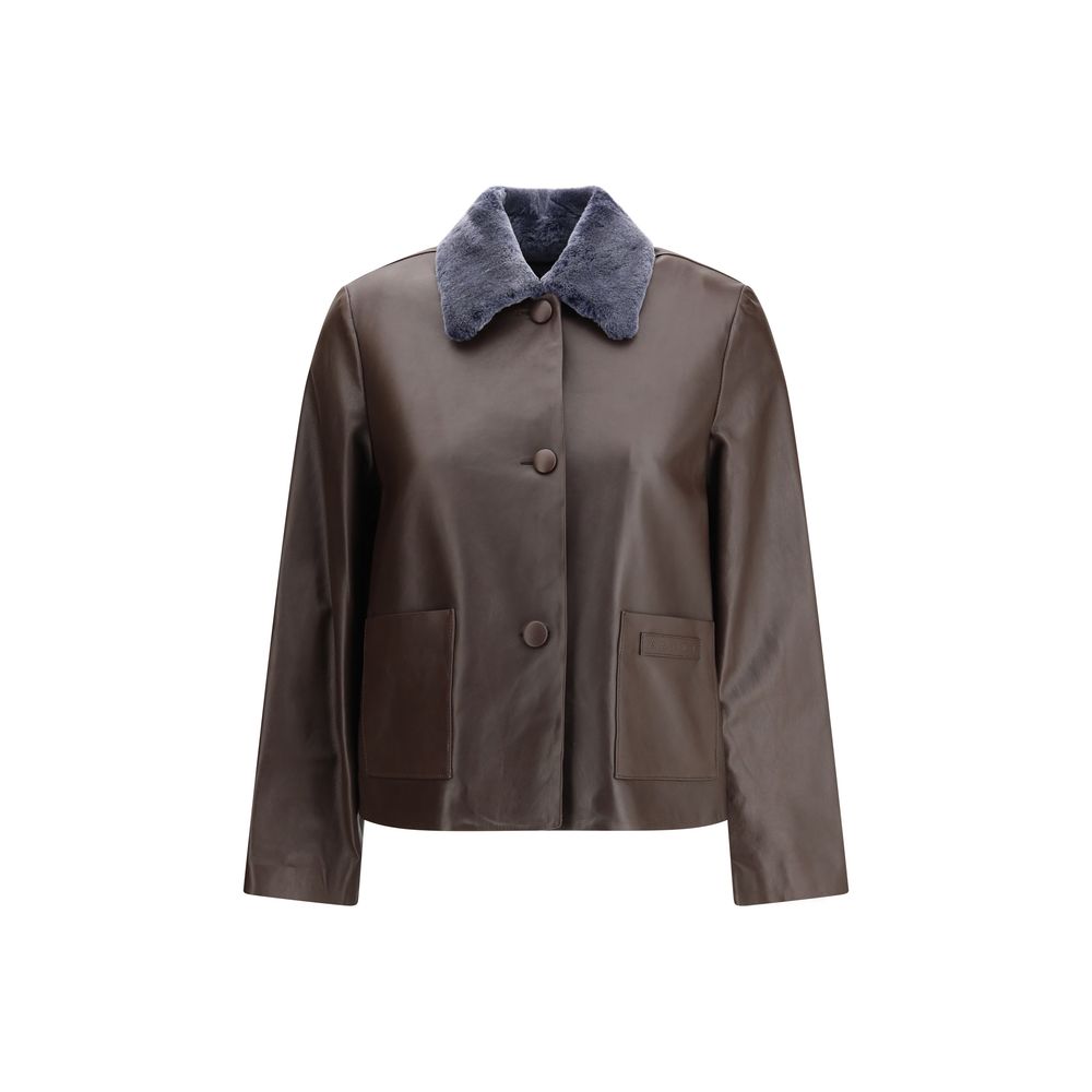 Giacca in pelle marrone Marni