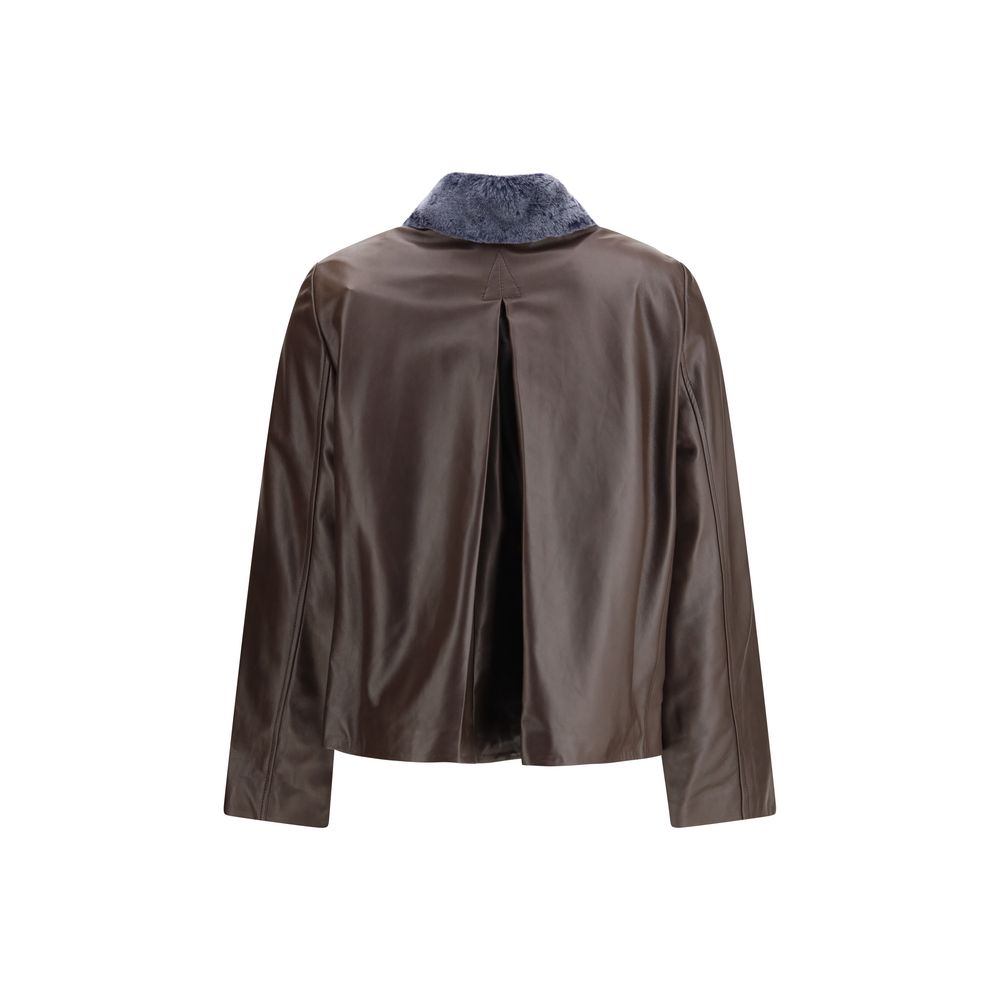 Giacca in pelle marrone Marni