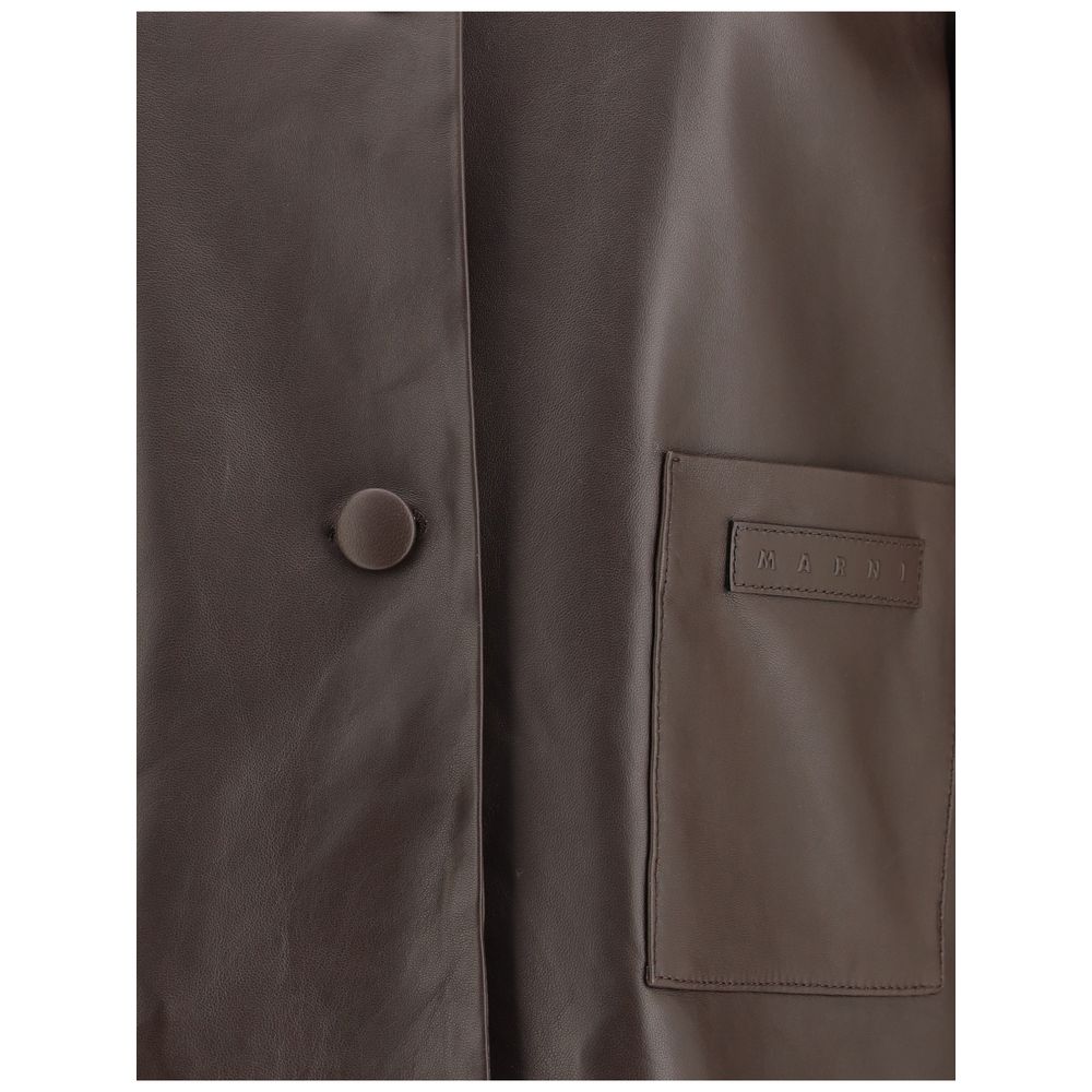 Giacca in pelle marrone Marni