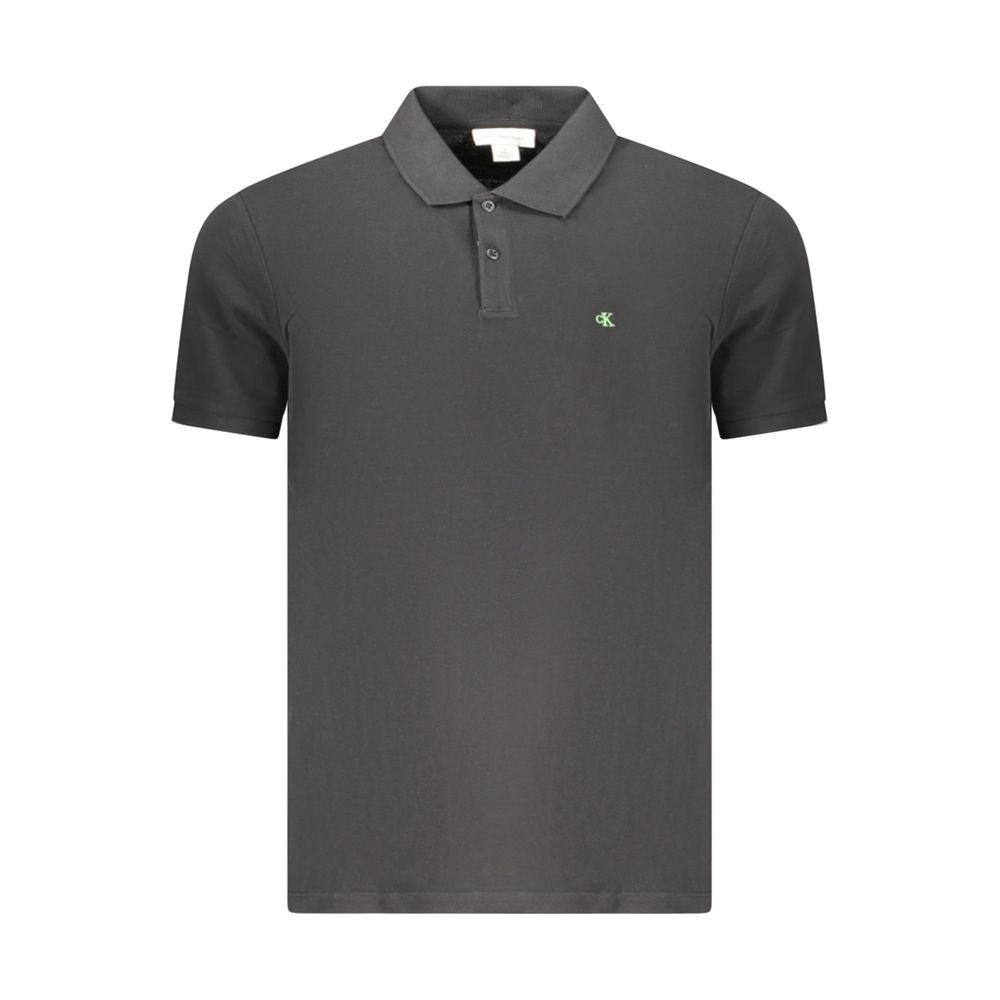 Polo da uomo in cotone nero Calvin Klein