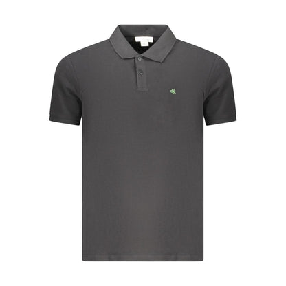 Polo da uomo in cotone nero Calvin Klein