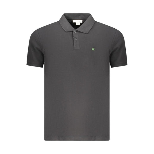 Polo da uomo in cotone nero Calvin Klein