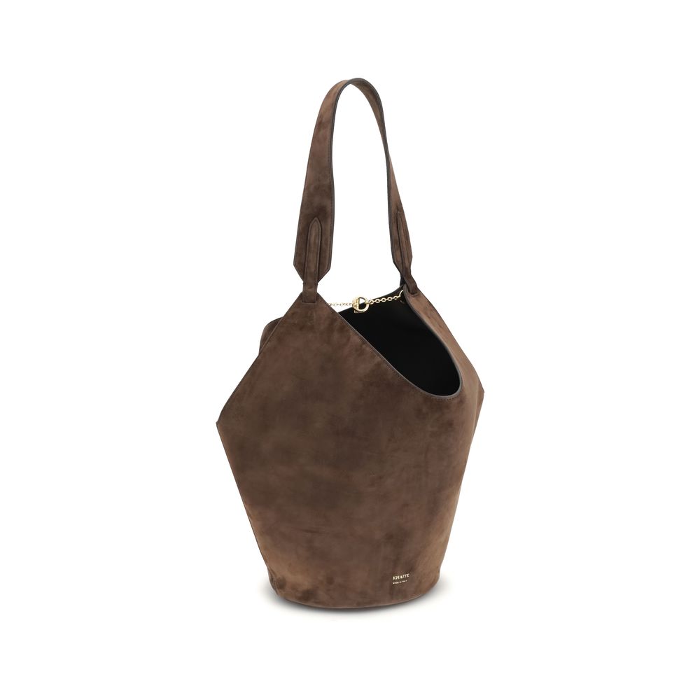 Khaite Brown Calf Leather Bos Taurus Tote Bag