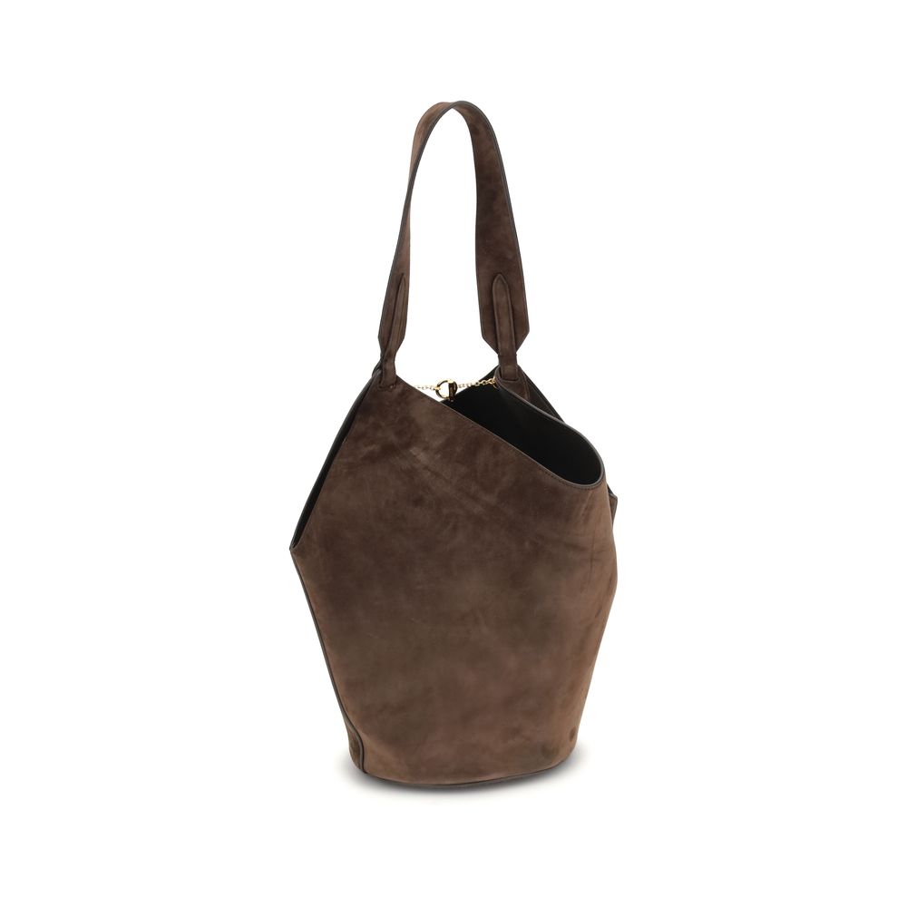 Khaite Brown Calf Leather Bos Taurus Tote Bag