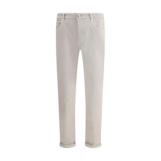 Jeans Brunello Cucinelli a gamba dritta in cotone beige