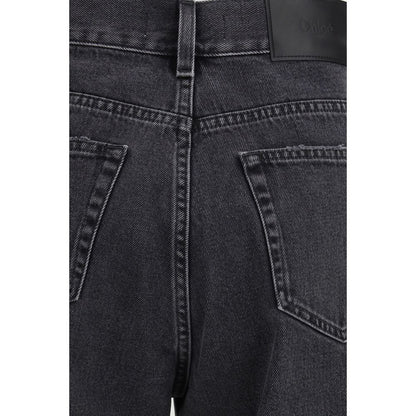 Jean taille haute en coton noir Chloé