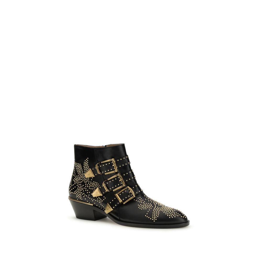 Bottes à lacets Chloé Bos Taurus en cuir de veau noir
