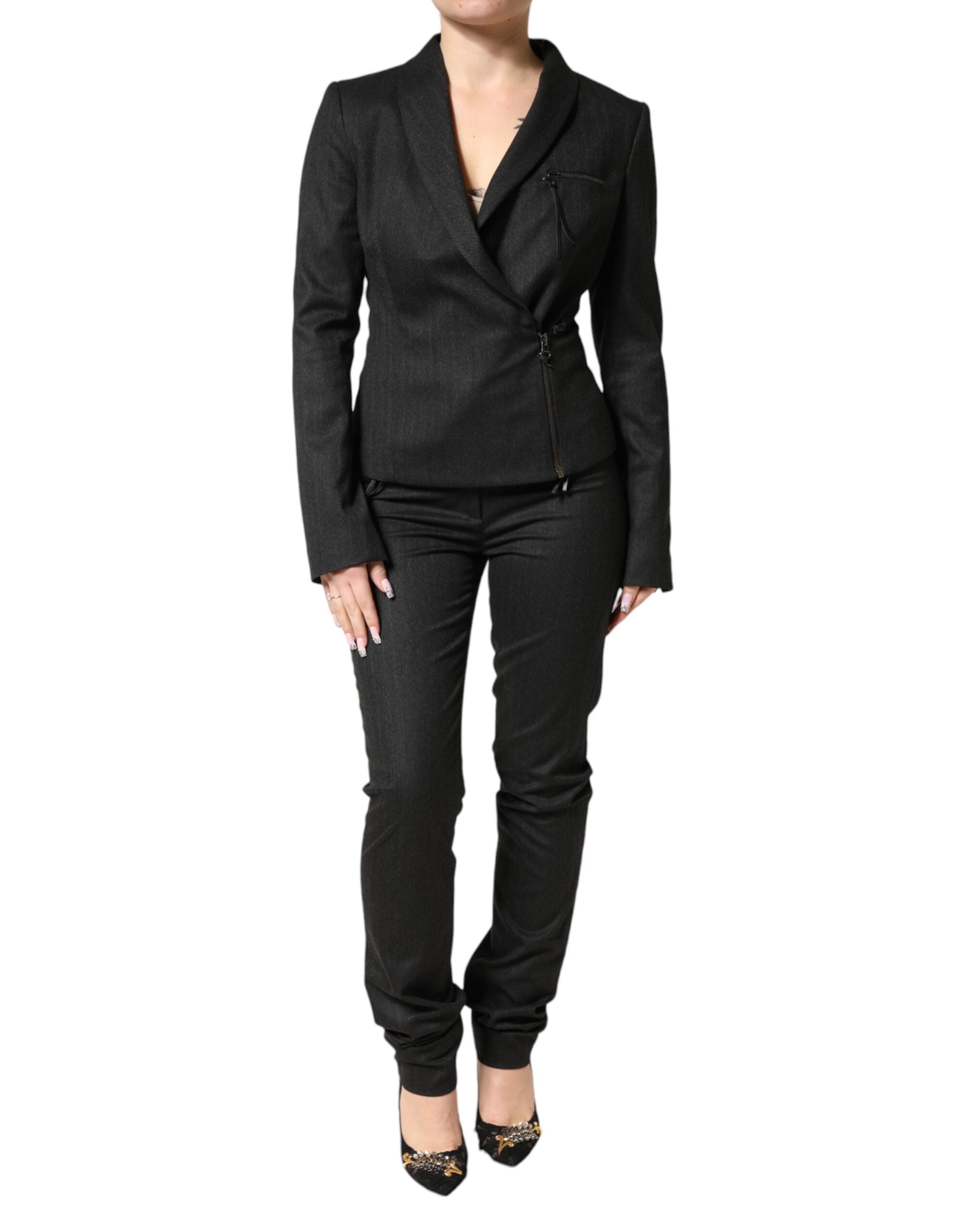 Completo giacca blazer pantaloni doppiopetto nero Exte 2 pezzi