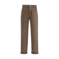 Jeans Relaxed Fit in Cotone Marrone Brunello Cucinelli