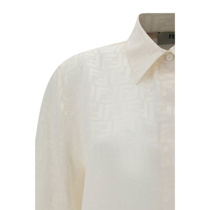 Camicia in seta bianca Fendi