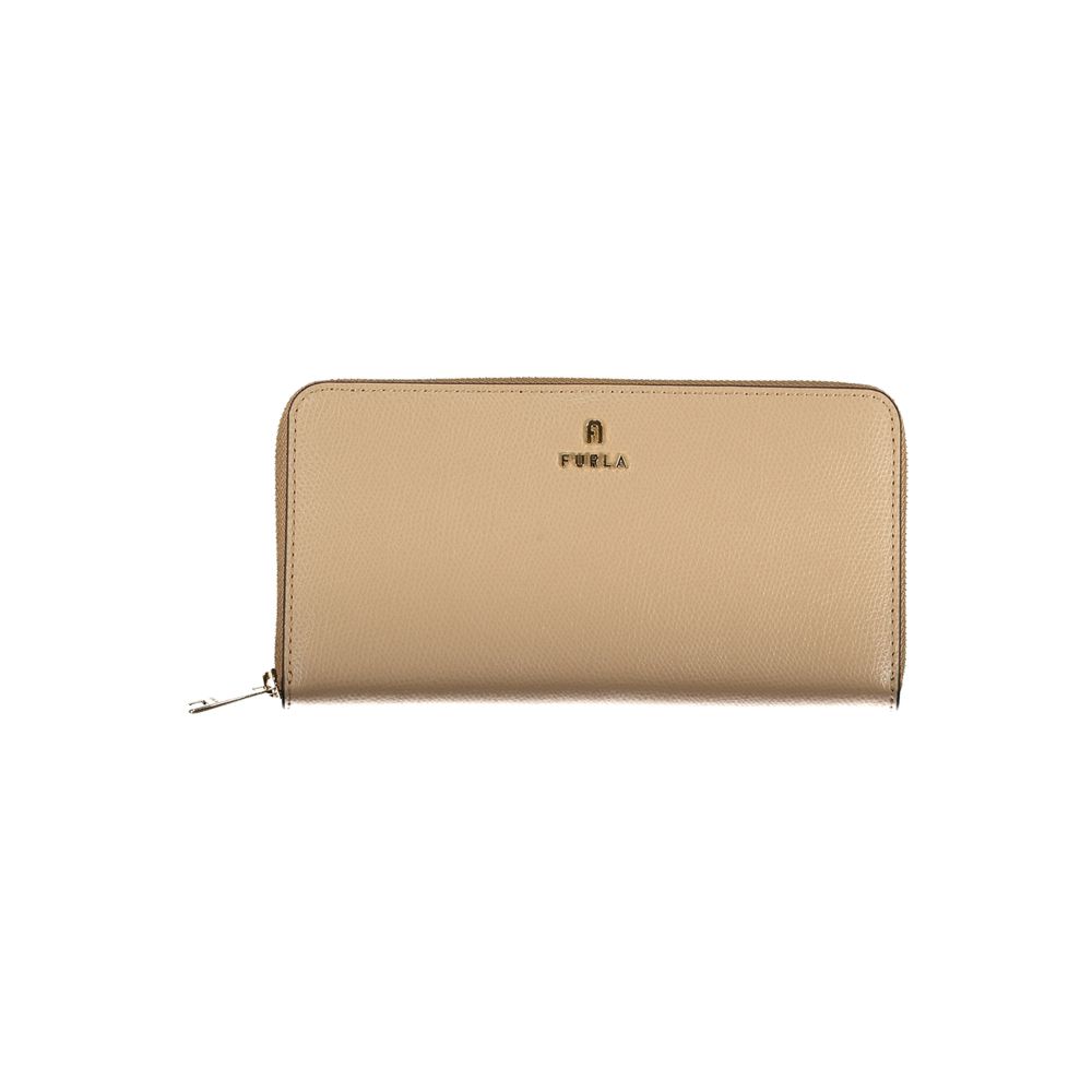 Portefeuille femme Furla en cuir beige