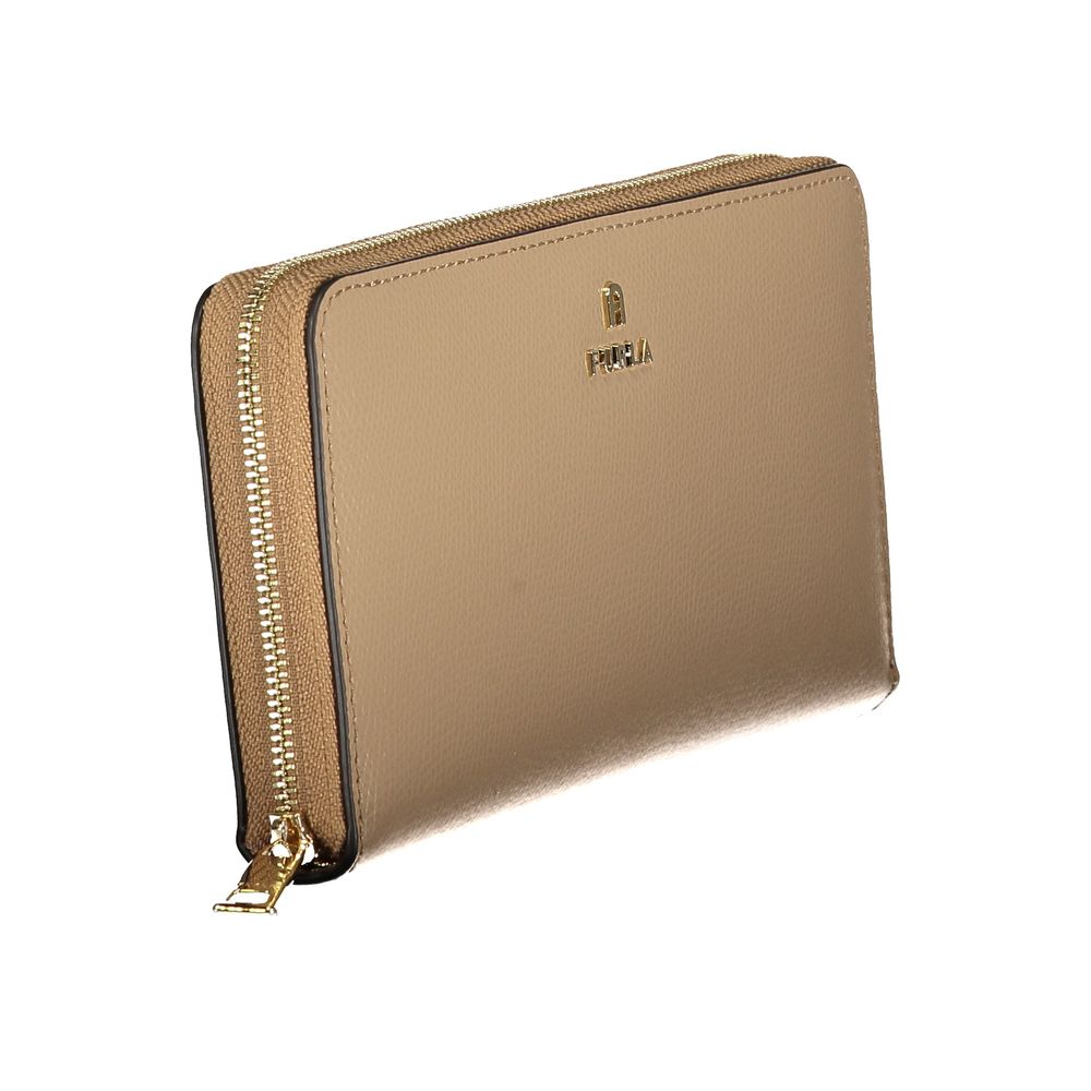 Portefeuille femme Furla en cuir beige