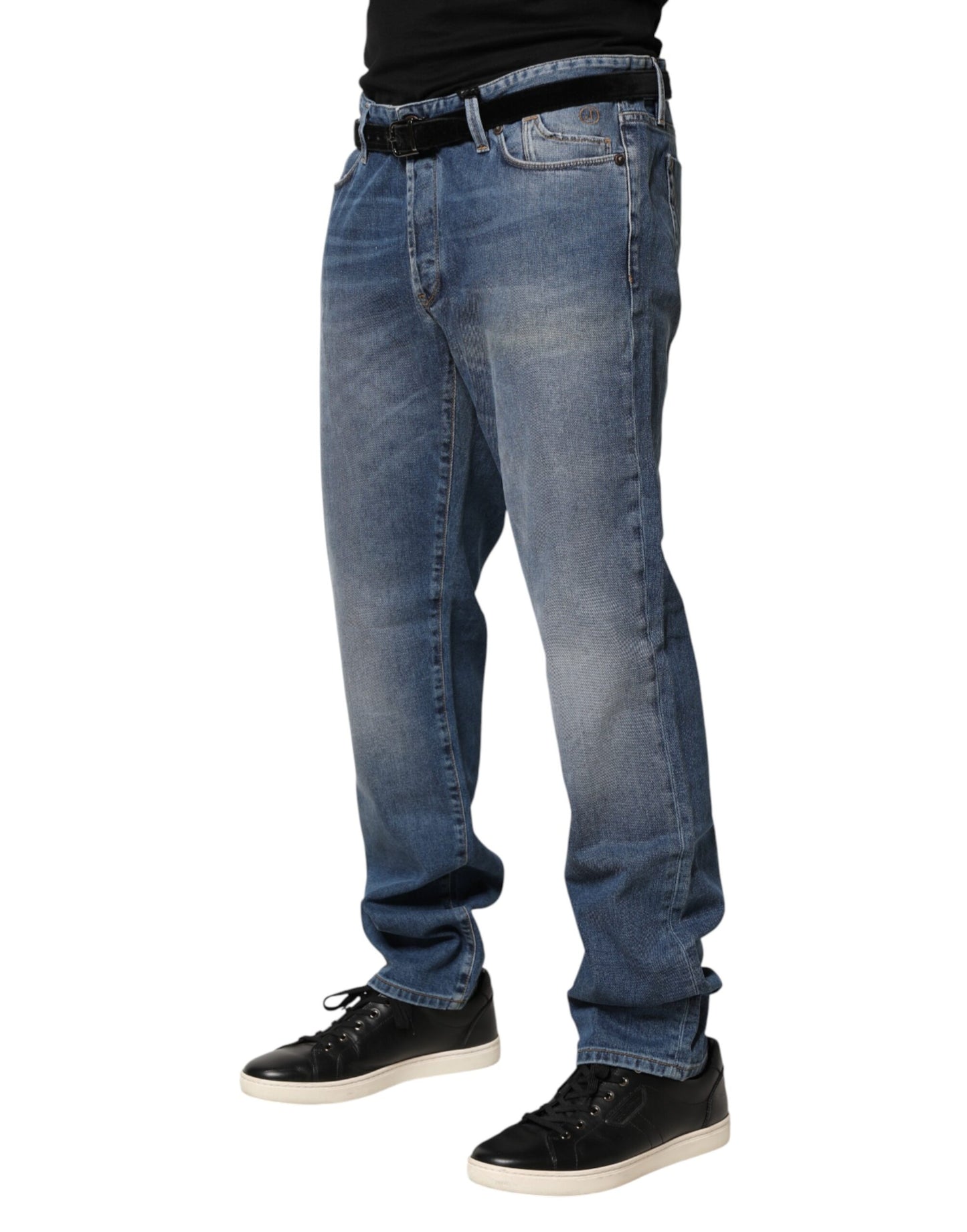 Jean Jeckerson bleu délavé, taille mi-haute, coupe droite, pour homme