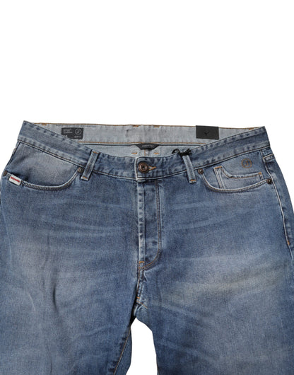 Jean Jeckerson bleu délavé, taille mi-haute, coupe droite, pour homme
