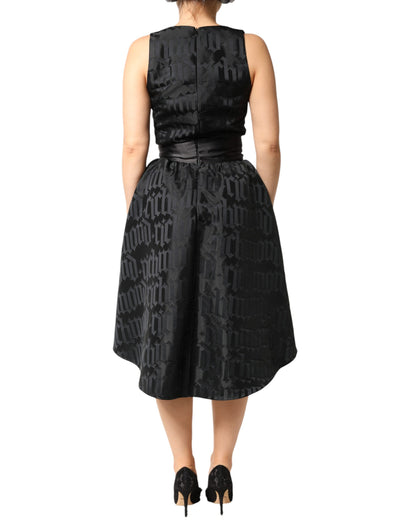 Robe deux pièces sans manches à col en V profond en jacquard noir John Richmond