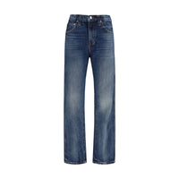 Jeans a vita alta in cotone blu Khaite